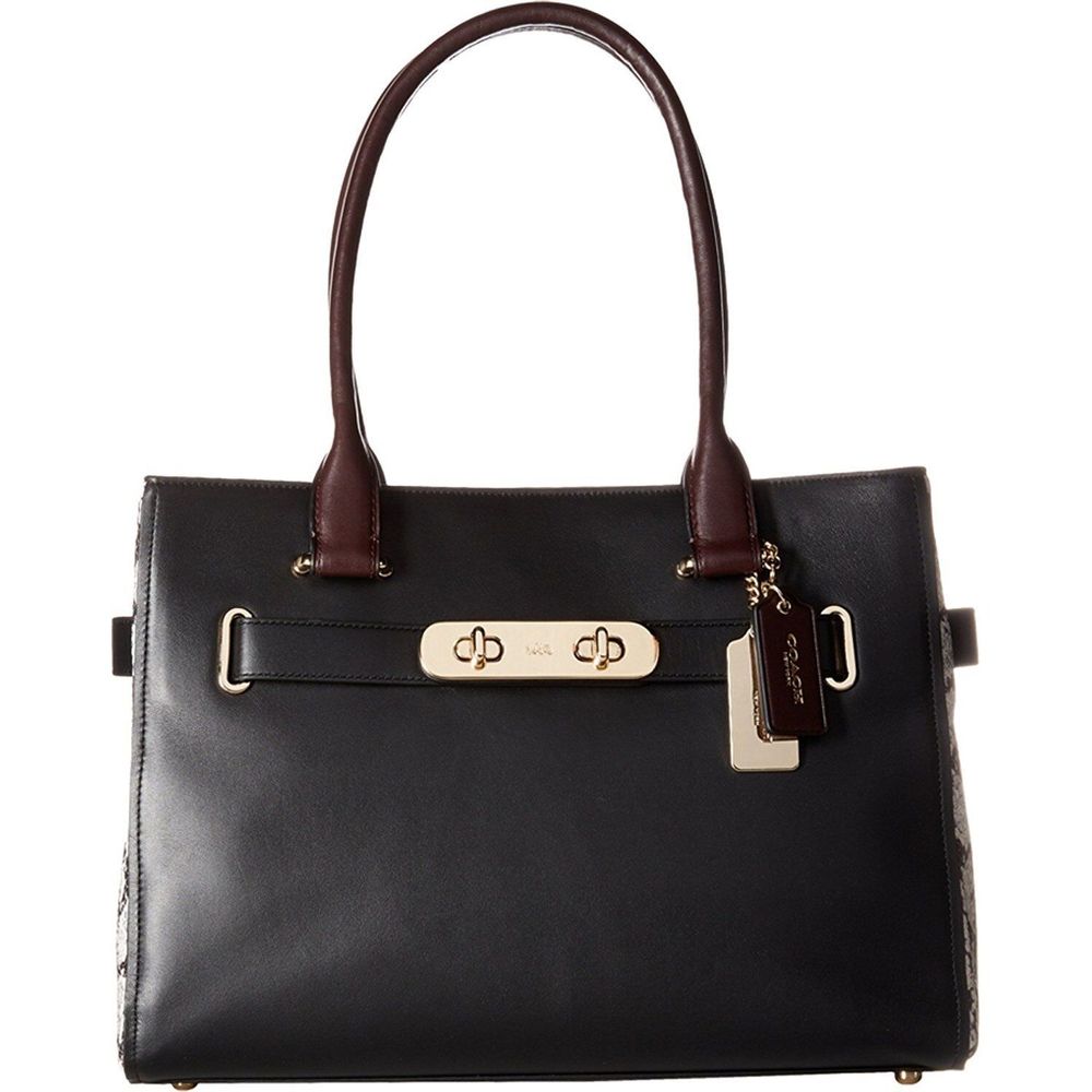 Coach Exotics Swagger Carryall LI Black Leather Satchel Bag Handbag Purse NEW